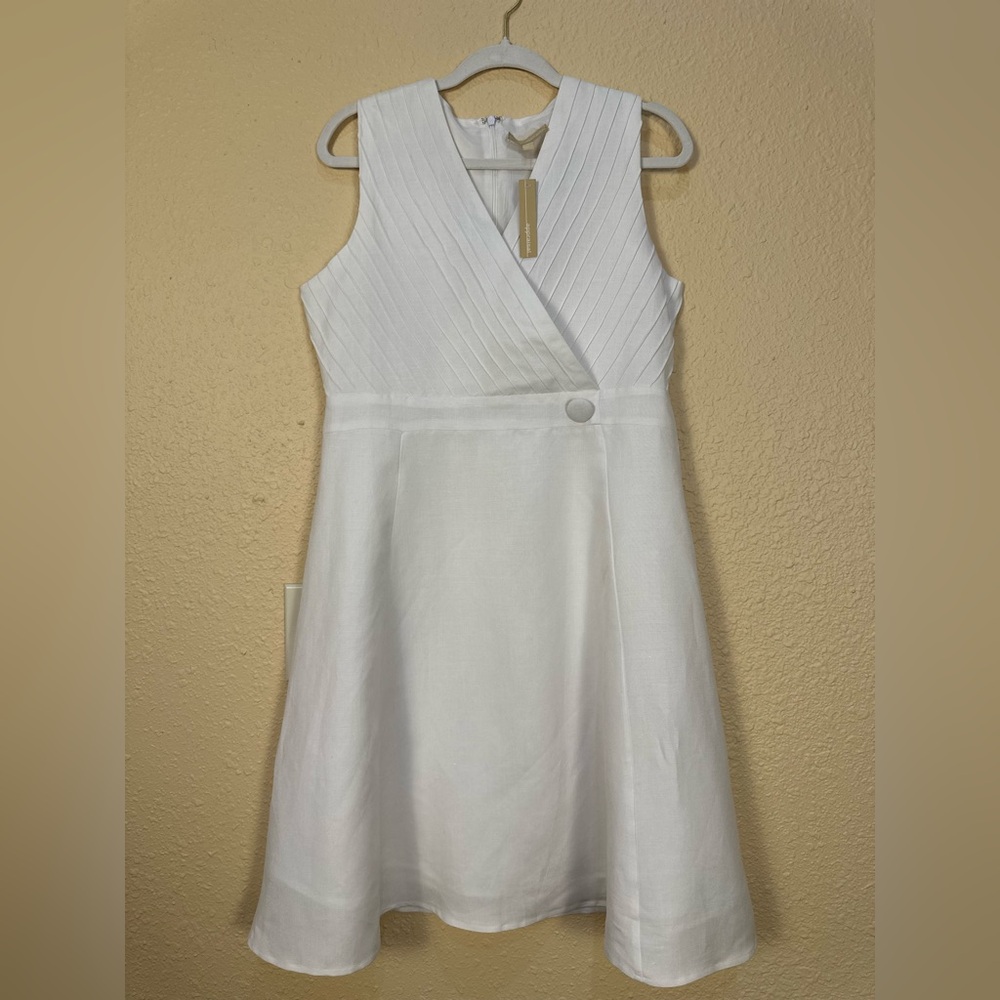 Impressions White Cross Body Dress 8 NWT